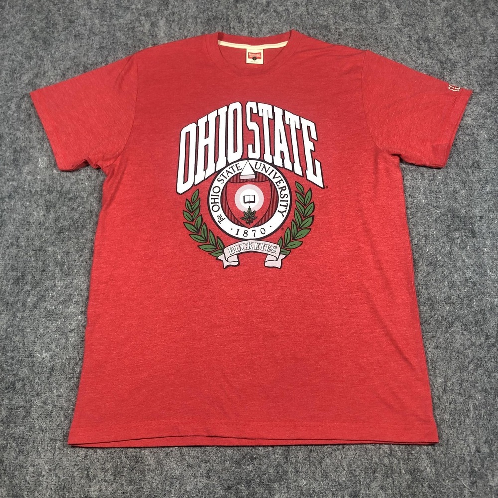 Ohio State Buckeyes Shirt Mens Large Red Homage Crest Graphic Tee NCAA Football